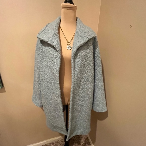 IVY JANE WOOLY "LIKE" COAT in baby blue, size Large - Picture 3 of 11